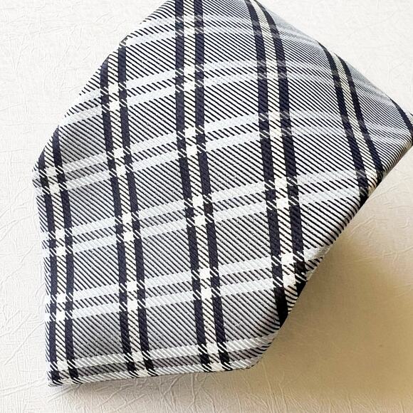 Men's Tommy Hilfiger Blue Plaid 100 Silk Neck Tie - Picture 5 of 8